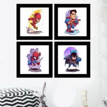 Kit 4 Quadros Super Heroi Homem Aranha Batman Superman Flash Kit 4 Quadros Super Heroi Homem Aranha Batman Superman Flash
