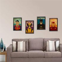 Kit 4 Quadros Super Heróis 45x34cm Kit 4 Quadros Super Heróis 45x34cm