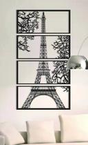 Kit 4 quadros Vazado 41x80 Torre Eiffel tipo Mdf Decoração