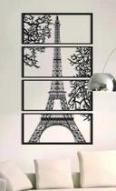 Kit 4 quadros Vazado 41x80 Torre Eiffel tipo Mdf Decoração