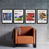 Kit 4 Quadros Vintage Posters Matisse Colorido 24X18Cm Vidro