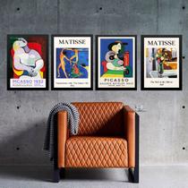 Kit 4 Quadros Vintage Posters Matisse e Picasso 24x18cm - com vidro