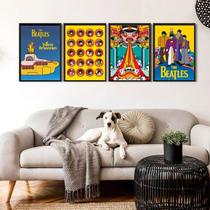 Kit 4 Quadros Yellow Submarine - Beatles 45x34cm - com vidro