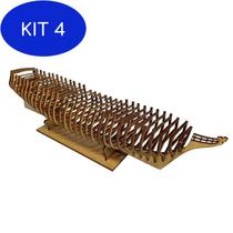 Kit 4 Quebra Cabeça 3D Barco Navio Mdf