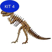 Kit 4 Quebra Cabeça 3d Dinossauro Tiranossauros Rex Mdf
