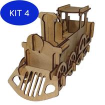 Kit 4 Quebra Cabeça 3D Trem Locomotiva Maria Fumaça Mdf