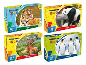Kit 4 Quebra Cabeças 108 Peças Infantil Animais Zoologico Kit 4 Quebra Cabeças 108 Peças Infantil Animais Zoologico