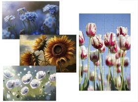 Kit 4 Quebra-Cabeças Atividades As Flores 60 Peças