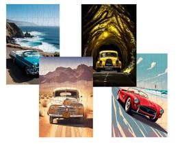 Kit 4 Quebra-cabeças Atividades para Mente Carros Irados 60 peças