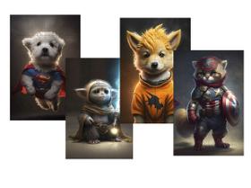 Kit 4 Quebra-cabeças Infantis Super pets de 24 peças