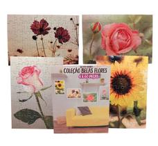 Kit 4 Quebra-Cabeças Relaxante Flores Floral 40 peças
