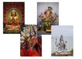 Kit 4 Quebra-cabeças Religiões do Mundo India Mistica 60 peças