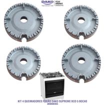 Kit 4 Queimadores Laterais Fogão Dako Supreme 5 Bocas - 2pq / 2gr Kit 4 Queimadores Laterais Fogão Dako Supreme 5 Bocas - 2pq / 2gr