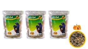 Kit 4 Rações Mistura Pássaro Curió Bicudo Azulão Mel 500 Gr Belga