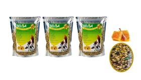 Kit 4 Rações / Passarinho Ração Cardeal E Galo De Campina Mix 500 Gr Mel Mistura Belga