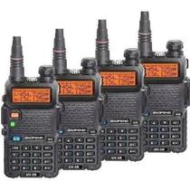 Kit 4 Rádio Comunicador Uhf/vhf Walkie Talkie Baofeng Uv-5r Alcance 12km Com Fone Amador Bandas De Freqüência Cor Preto
