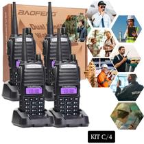 Kit 4 Radio Walkie Talkie Baofeng Uv-82 Dual Band 128 Canais Bateria De Longa Duração 12Km