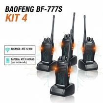 Kit 4 Rádios Comunicador Profissional 777S com Lanterna LED, 16 Canais e Bateria Recarregável Preto Kit 4 Rádios Comunicador Profissional 777S com Lanterna LED, 16 Canais e Bateria Recarregável Preto