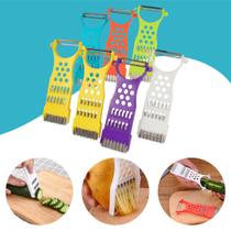 Kit 4 Ralador Descascador Fatiador Legumes Verduras Frutas Manual Multifuncional 5 Em 1 Coloridos