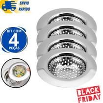 Kit 4 Ralo 7CM Em Inox Ralinho para Pia Banheiro Universal Fácil de Limpar