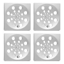 Kit 4 Ralo Grelha 10x10 Quadrada Em Aço Inox Com Fecho Rotativo Abre E Fecha