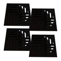 Kit 4 Ralo Grelha Quadrada Com Fecho Automático Preto 15cm