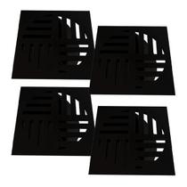 Kit 4 Ralo Grelha Quadrada Com Fecho Automático Preto 15Cm Kit 4 Ralo Grelha Quadrada Com Fecho Automático Preto 15Cm