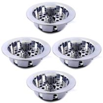 Kit 4 Ralos Cesto Válvula De Pia Tipo Cestinha Coletor Cromado Cozinha