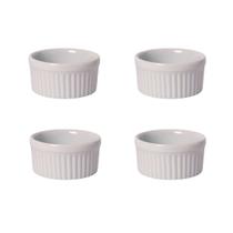 Kit 4 Ramekin Canelado 5,5cm 60ml em Porcelana Branca