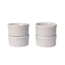 Kit 4 Ramekin Canelado 9cm 230ml em Porcelana Branca