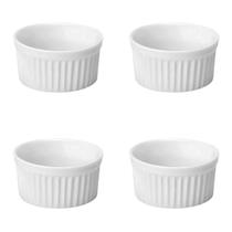 Kit 4 Ramekin Pote Tigela Cerâmica Canelado Molheira 125ml