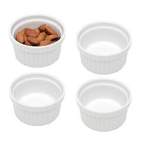 Kit 4 Ramequim Mini Bowl de Porcelana Molheira Clássico Canelado Branco Lyor 155ml