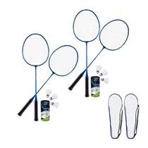 Kit 4 Raquetes de Badminton + 6 Petecas de Pena + 2 Raqueteira Com Alça Esporte Kit