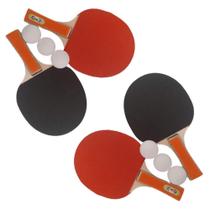 Kit 4 Raquetes De Ping Pong Tênis De Mesa E 6 Bolinhas