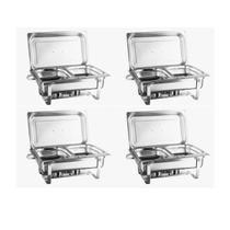 KIT 4 Rechaud Buffet Inox 13L 2 Cubas 1/2 Profissional
