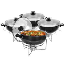Kit 4 Rechaud Preto A Álcool Com Tampa De Vidro 6,5l Kit 4 Rechaud Preto A Álcool Com Tampa De Vidro 6,5l