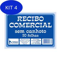 Kit 4 Recibo Comercial Tamoio Sem Canhoto 50 Folhas 15X10Cm