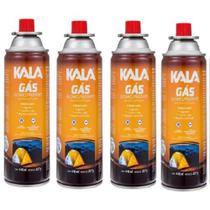 Kit 4 Refil Cartucho Gás Butano/Propano p/ Maçarico Fogareiro 227G Kala
