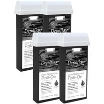 Kit 4 Refil Cera Depilatoria Corporal Profissional Depilação Roll On Depilflax Negra 100g