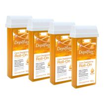 Kit 4 Refil Ceras para Depilação Roll On Quente Natural Mel Depilatória 100g Depilflax