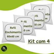 Kit 4 Refil Enchimento De Almofada 60x60 Fibra Siliconada - bambusoft