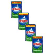 Kit 4 Refil Lava Roupas Líquido Brilhante Roupas Brancas e Coloridas Higiene Total 900ml