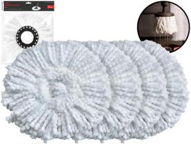 Kit 4 Refil Microfibra Mop Giratório Pro Duo Esfregão Lavável Limpeza Casa Pisos Multiuso Tamanho Único