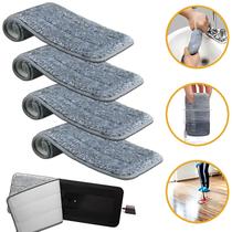Kit 4 Refil Mop Flat Pano Microfibra Lavável Chão Seco Limpo