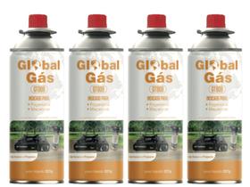 Kit 4 refil para maçarico e fogareiro cartucho gás butano campgás globalmix 227g solda culinário