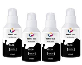 Kit 4 Refil Tintas GI10 Preta Compativel para Canon G6010, G7010, GM2010, GM4010.