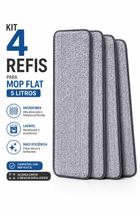 Kit 4 Refis Microfibra para Mop Flat 5 Litros Esfregão Flat Lavável Reutilizável Cinza Kit 4 Refis Microfibra para Mop Flat 5 Litros Esfregão Flat Lavável Reutilizável Cinza