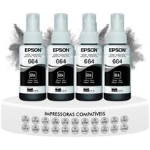 Kit 4 Refis Tinta Preta T664 Original Epson L355 L365 L375 L395 L495