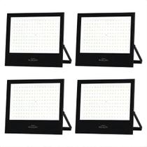 Kit 4 Refletor de LED Slim 100W IP65 4100K Neutro Suave Preto Bivolt Blumenau Iluminação