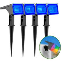 Kit 4 Refletor Ecoforce Solar 6 Led 50x Mais Forte Colorida Verde Branco Quente Azul Vermelho Spot Jardim Chão Parede Luminária